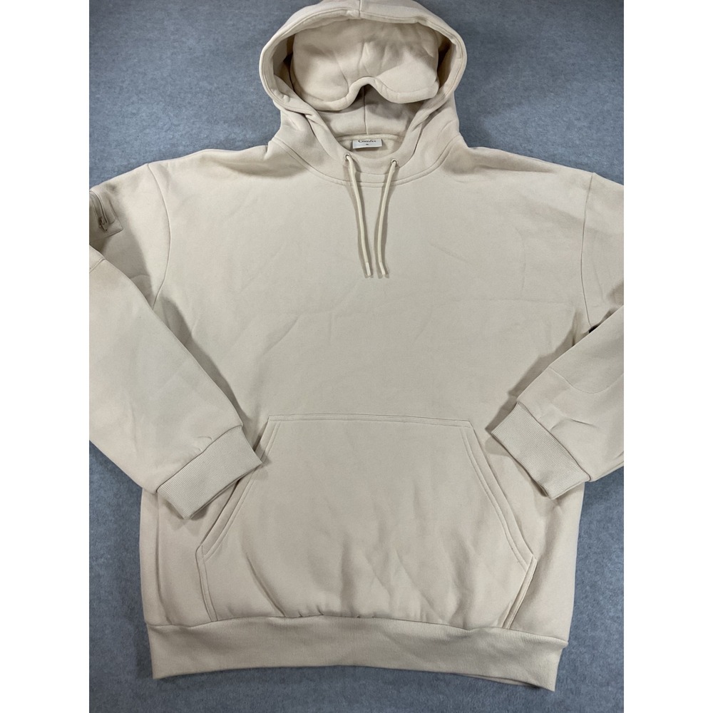 Comfrt Oversize Fleece Hoodie Cream Beige XL RN170537 Utility Sleeve Pocket 2798